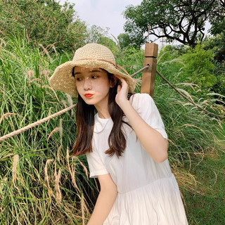 Mũ cói móc tay handmade (mũ cói mềm)
