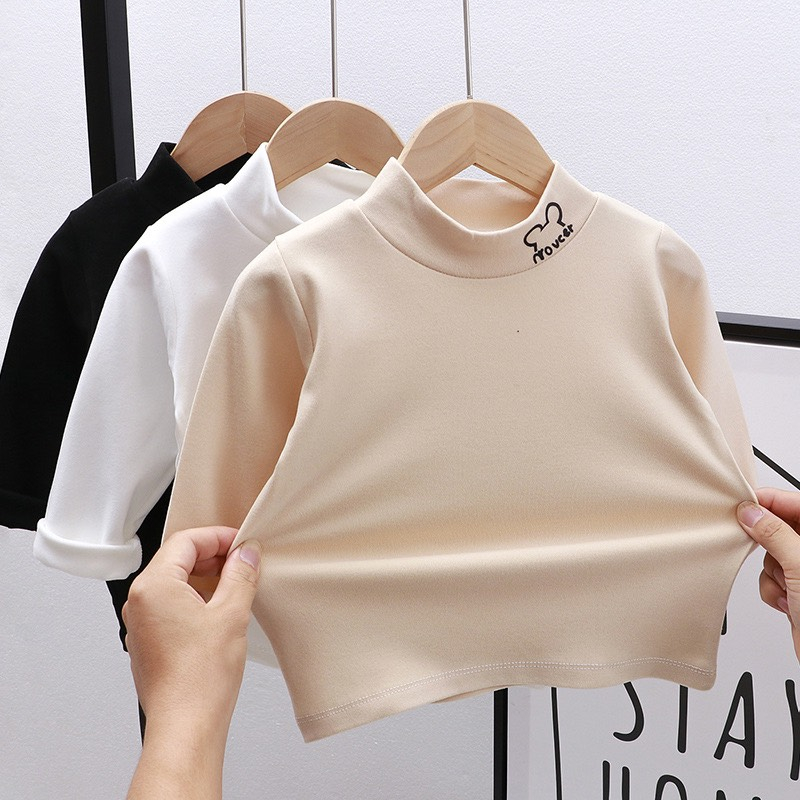 Áo cotton giữ nhiệt cổ 3p  cho bé trai bé gái hàng Quảng Châu