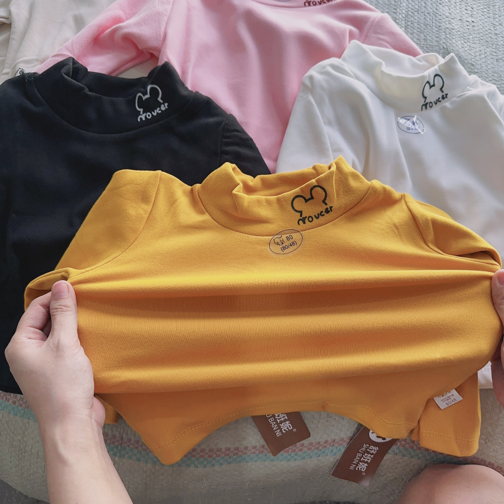 Áo cotton giữ nhiệt cổ 3p  cho bé trai bé gái hàng Quảng Châu