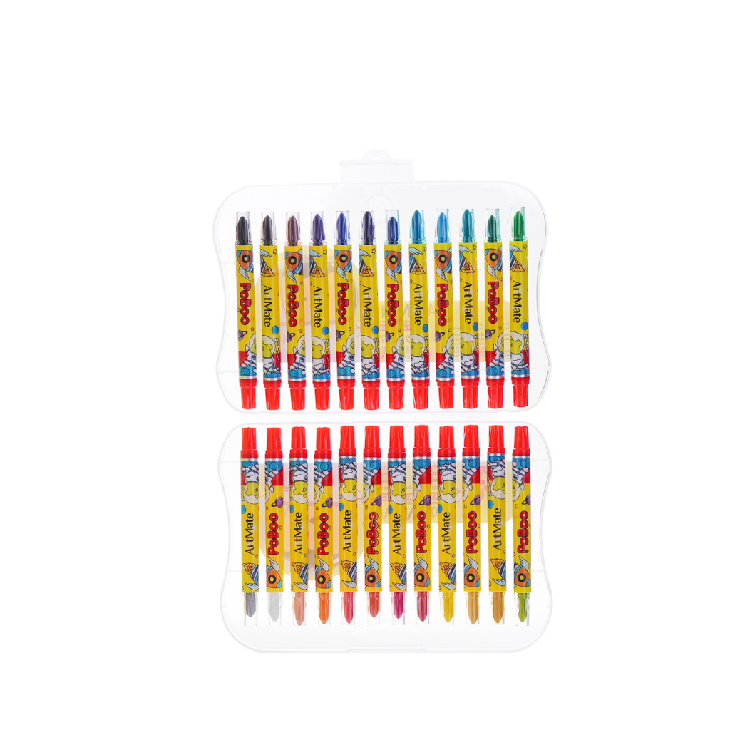 Bút Sáp Vặn Bộ 12, 18, 24 Chiếc Màu Sắc Chuẩn, Tự Nhiên, Tươi Sáng, Bám Giấy Tốt, An Toàn Cho Bé Tập Tô AM-TC301/302/303