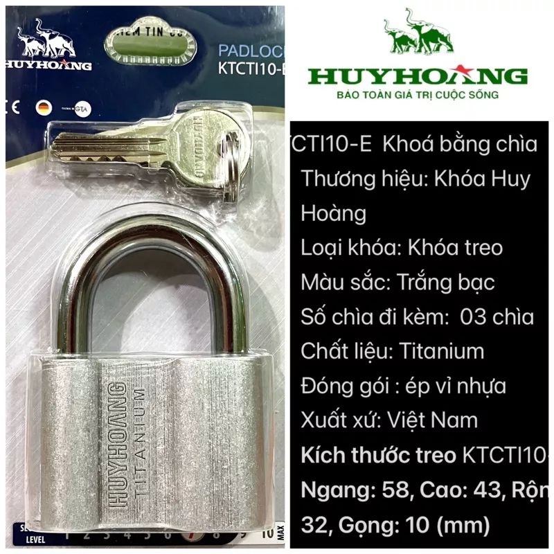 Ổ Khoá HUY HOÀNG cao cấp 5P, 6P bằng chìa Titaniun- Bảo hành 3 năm