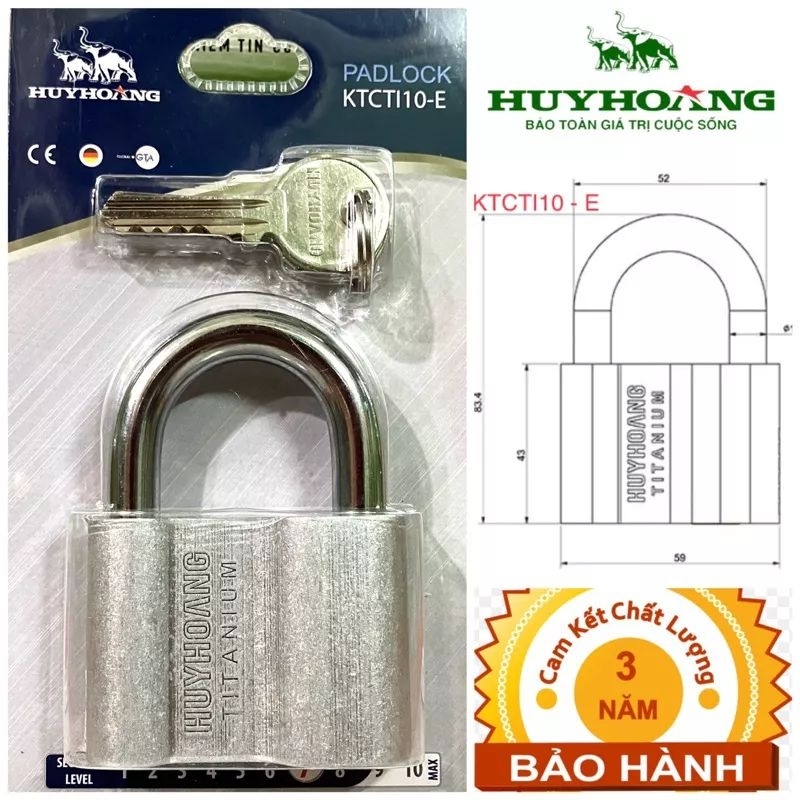 Ổ Khoá HUY HOÀNG cao cấp 5P, 6P bằng chìa Titaniun- Bảo hành 3 năm