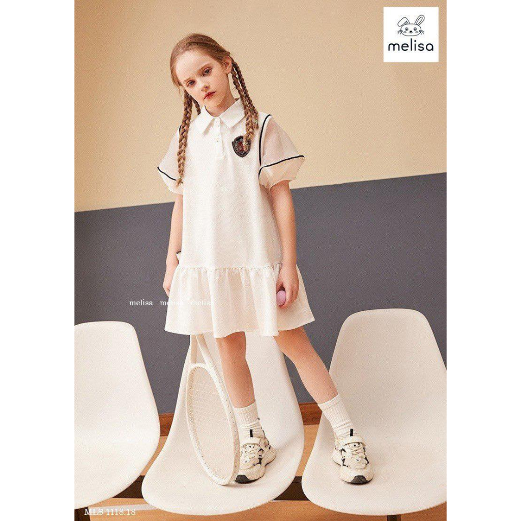 Váy Polo trắng bé gái