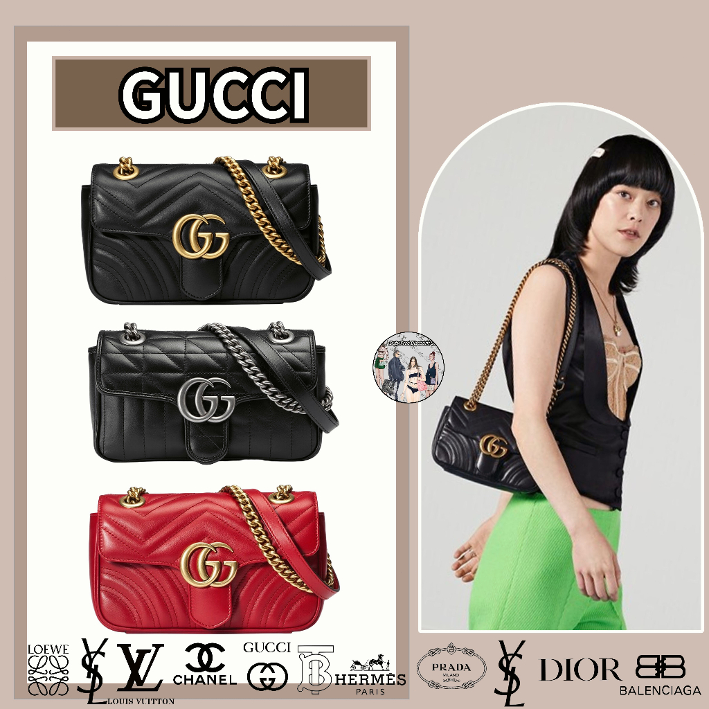 Gucci/GG Marmont Series Mini Shoulder Bag/Túi Messenger/Túi Đeo Vai/Đại Lý Mua Hàng Chính Hãng, 100% Authentic