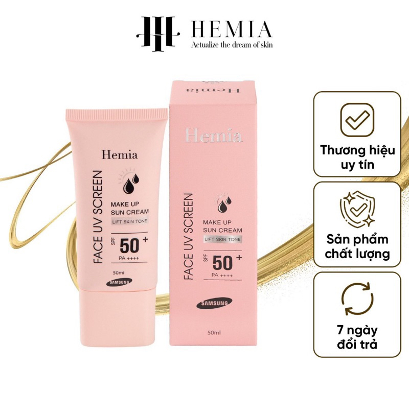 Kem chống nắng Hemia nâng tone trắng da kiềm dầu cho da dầu mụn da khô da nhạy cảm nhập khẩu chính hãng Hàn Quốc