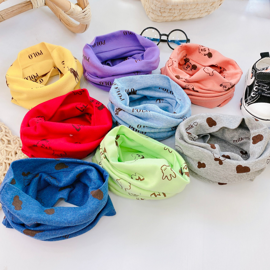 Khăn quàng cổ cho bé, khăn ống cotton nhiều hình dễ thương cho bé trai và bé gái