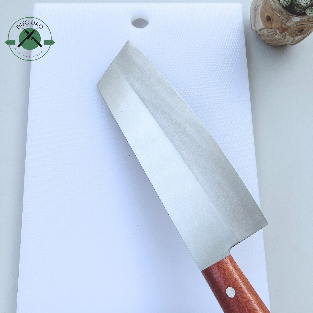 Dao nhà bếp chuyên thái đầu vát bằng nhật thép trắng không gỉ siêu sắc dài 34,5cm chuôi gỗ A03