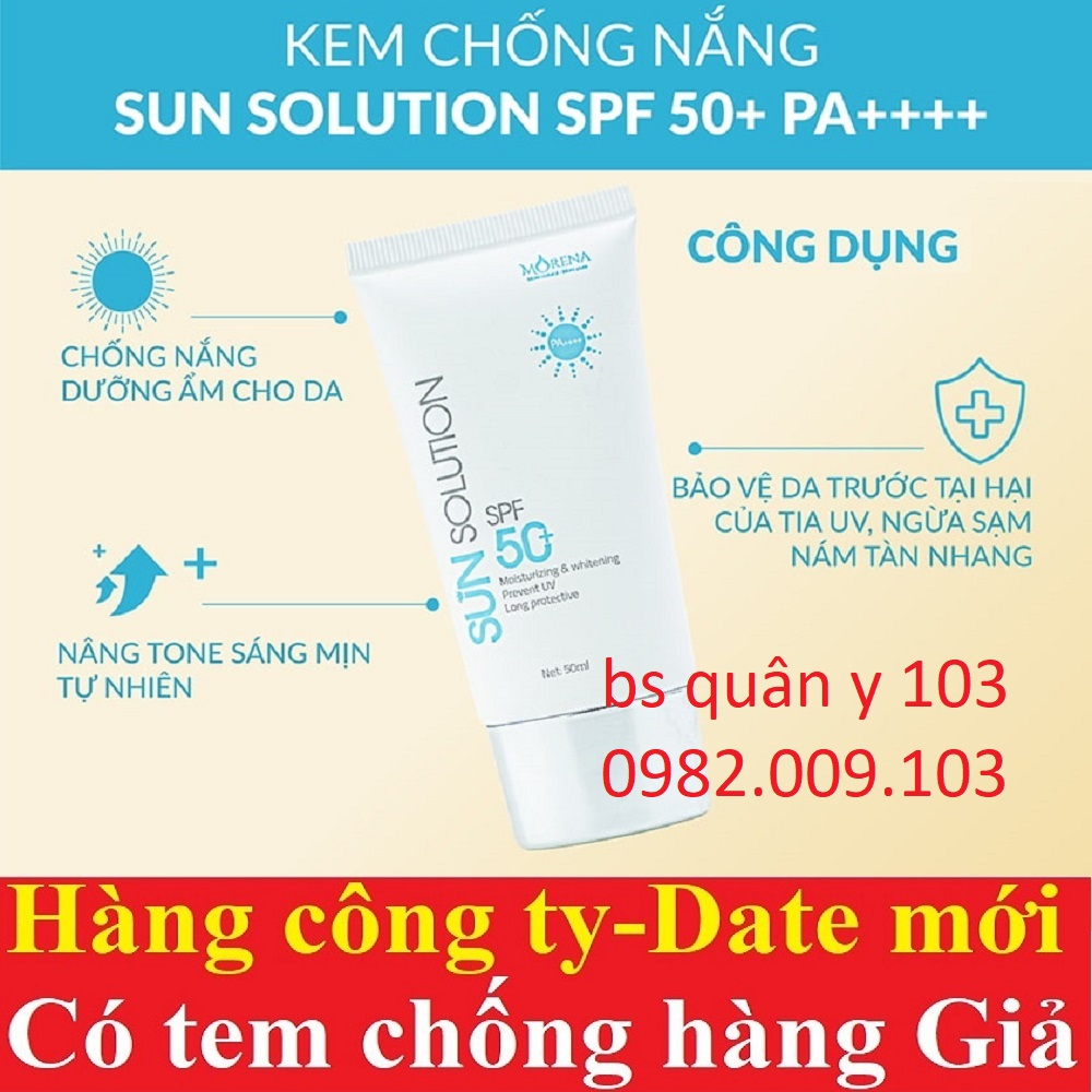 Kem chống nắng Huyền phi morena sun solution spf 50+ kem chống nắng mặt & toàn thân cosmetics