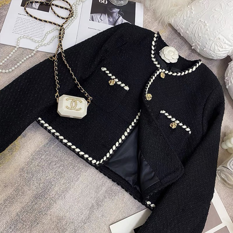 Áo khoác dạ tweed nữ dáng ngắn cúc đồng thiết kế cao cấp dày dặn 2 lớp hàng QCCC dự tiệc DELIZ MALL | BigBuy360 - bigbuy360.vn