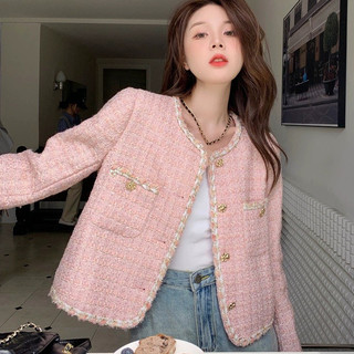 Áo khoác dạ tweed, Áo Khoác Dạ nữ dáng ngắn cúc đồng thiết kế cao cấp dày dặn 2 lớp hàng Quảng Châu Cao Cấp Sang Chảnh