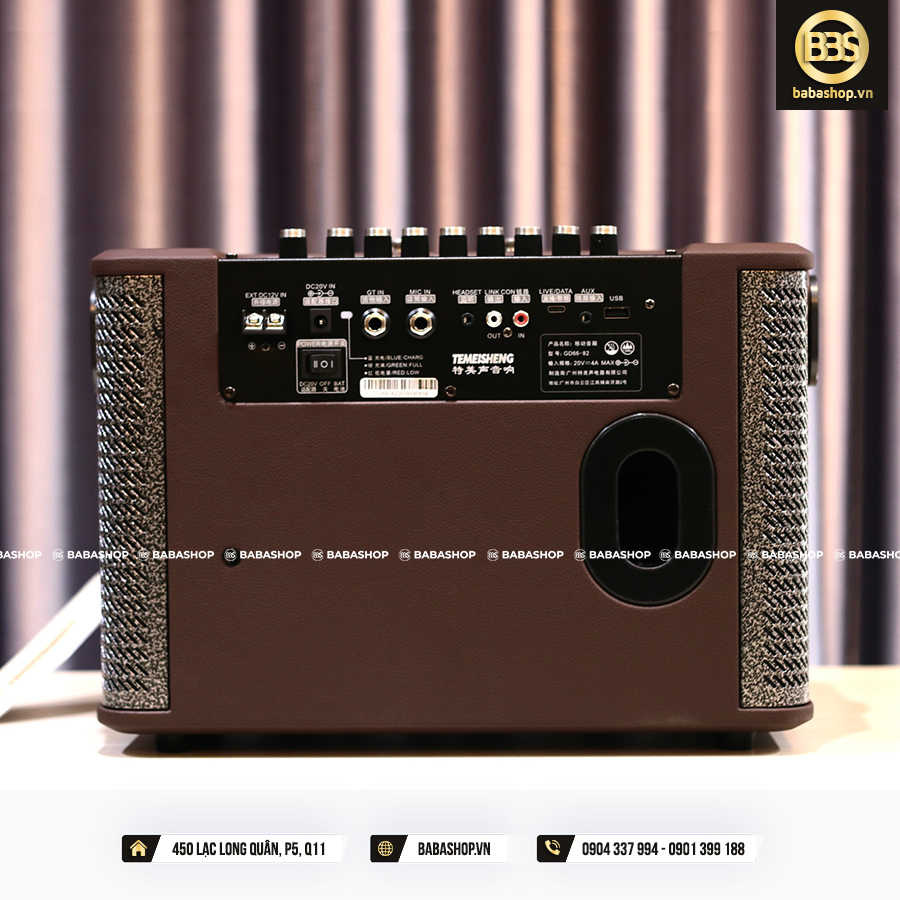 Loa karaoke xách tay Temeisheng GD66-82, Hàng cao cấp âm thanh HiFi 180 độ + Kèm 2 mic hút âm