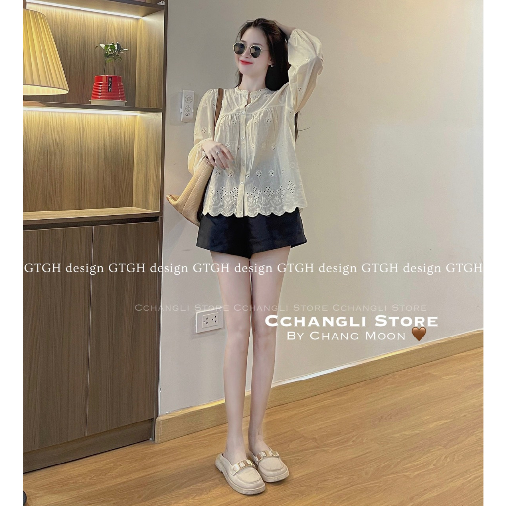 Siuu phẩm áo sơ mi ren babydoll vạt sóng so hott