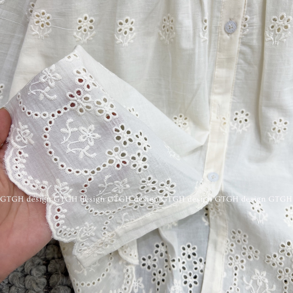 Siuu phẩm áo sơ mi ren babydoll vạt sóng so hott