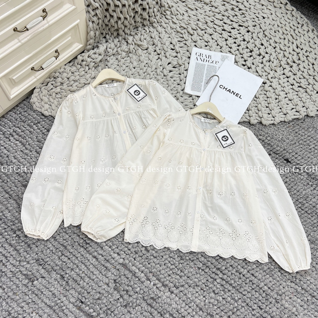 Siuu phẩm áo sơ mi ren babydoll vạt sóng so hott