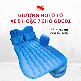 Giường hơi ô tô kiểu sóng lượn, êm ái, gối tựa lớn, có thể tách rời đa dụng (ô tô 5 chỗ và 7 chỗ) GDH01