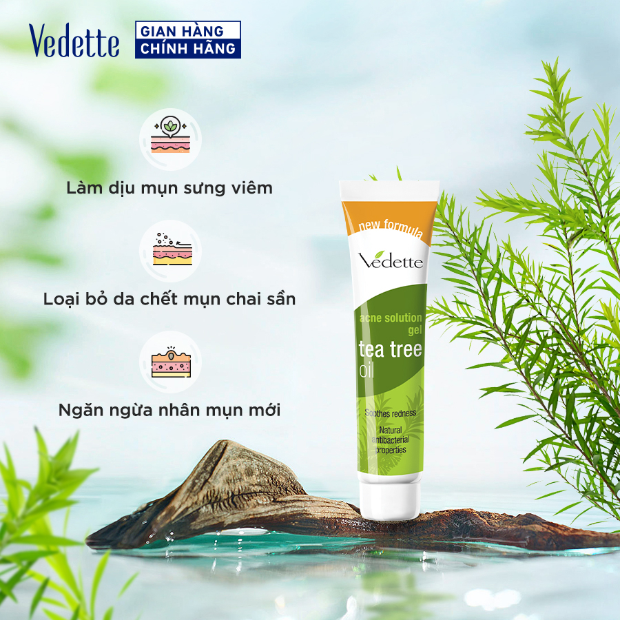 Gel ngừa mụn Vedette tinh dầu tràm trà (Tea tree oil) 18g (TP01002005001)