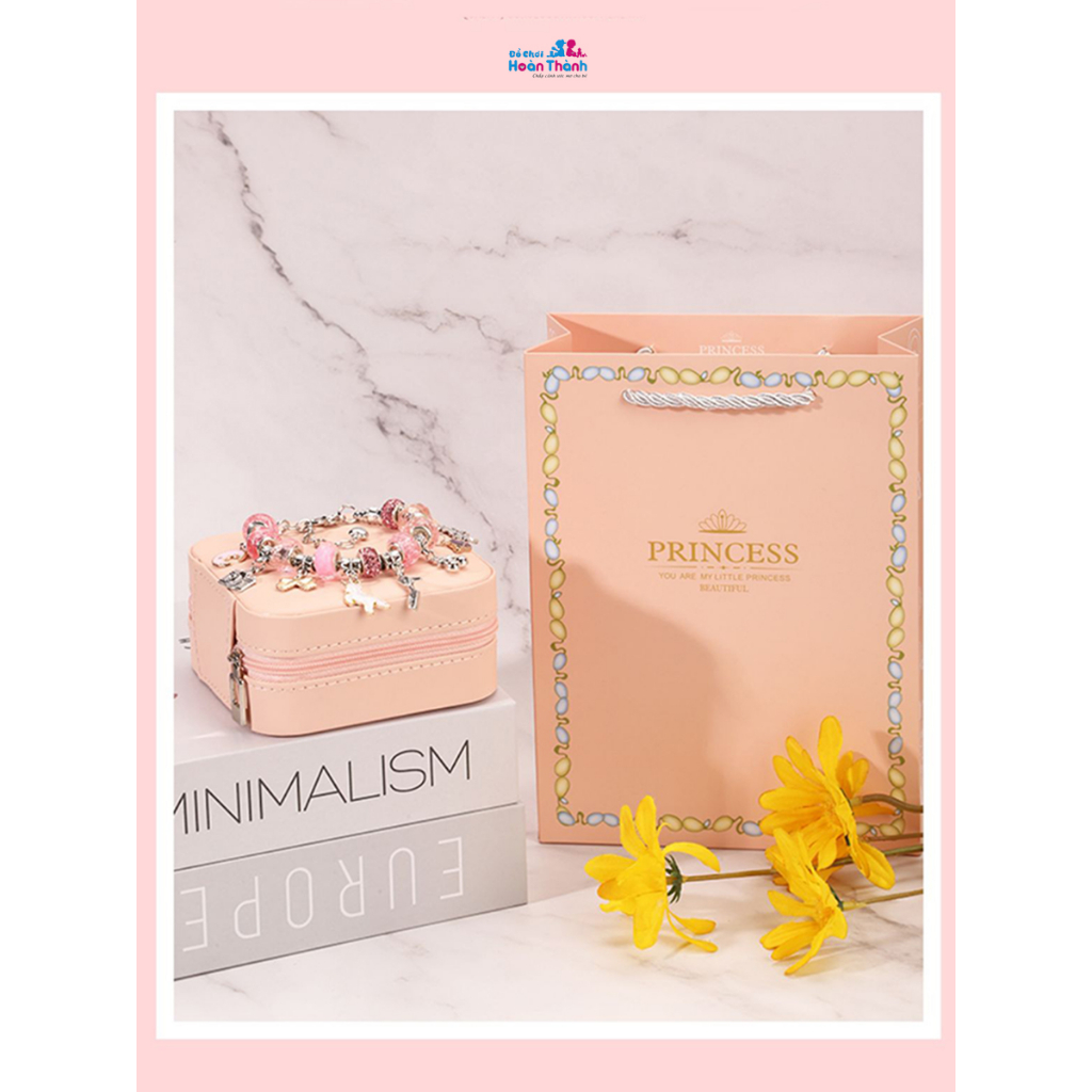 Bộ vòng tay Pandora 66 món có hộp đựng, túi Xách , đồ chơi handmade tự làm thủ công sáng tạo