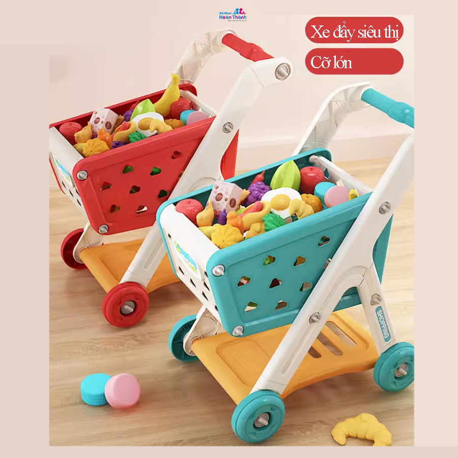 Đồ chơi xe đẩy trái cây siêu thị cho bé, chất liệu nhựa abs an toàn màu sắc bắt mắt