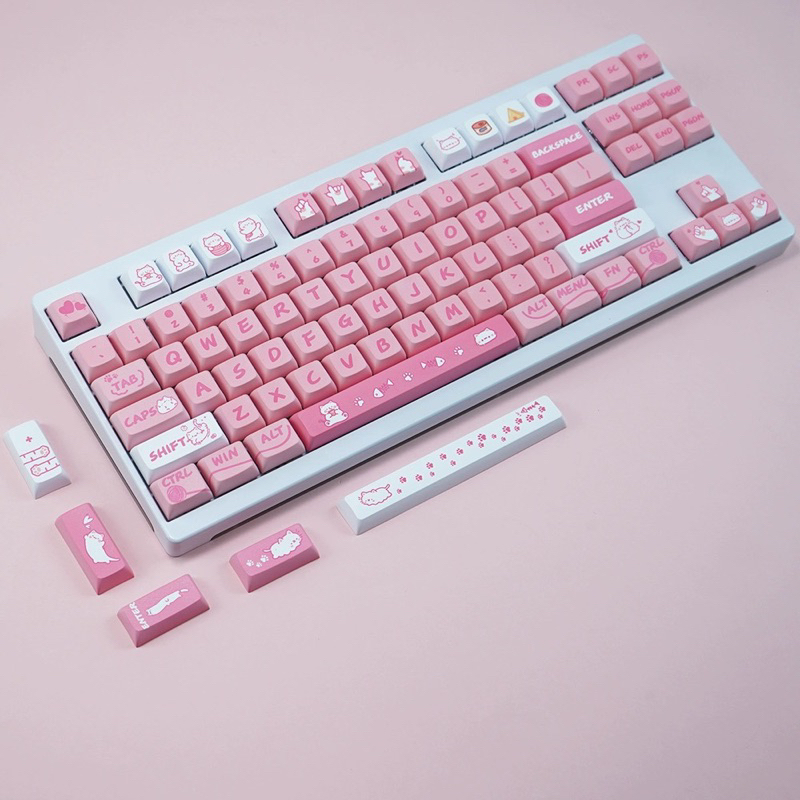 Keycap XDA Pink Cat XDA Profile chất liệu PBT dyesub dùng trên nhiều layout bàn phím cơ - Polabe Store