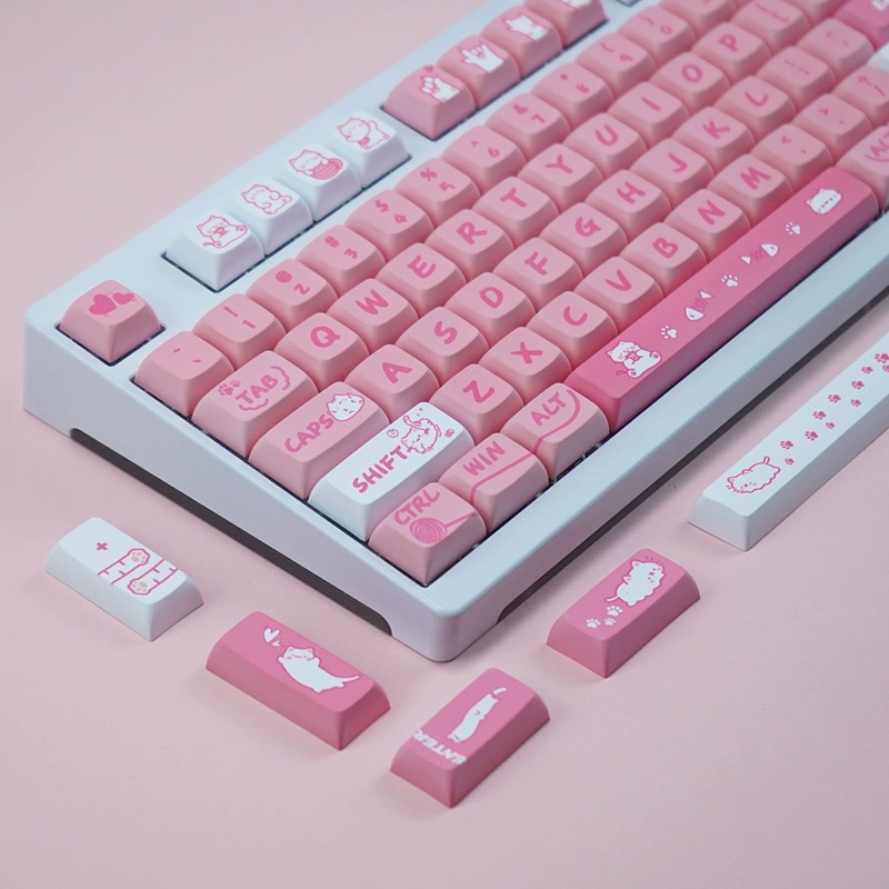 Keycap XDA Pink Cat XDA Profile chất liệu PBT dyesub dùng trên nhiều layout bàn phím cơ - Polabe Store