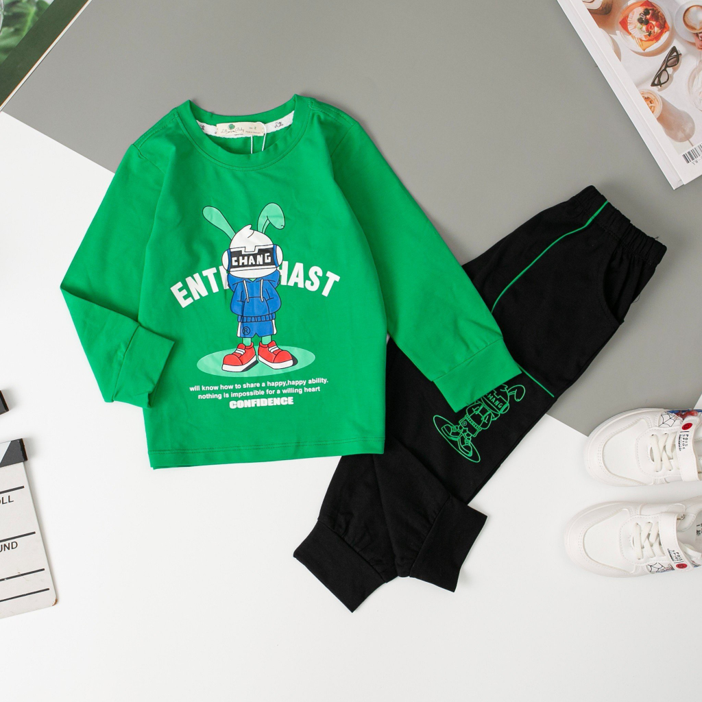 Bộ thun dài tay LITIBABY cho bé trai size 10-25kg . Chất siêu mềm đẹp . Hàng VNXK