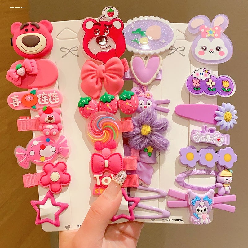 [HOT] Bộ 14 Kẹp Tóc Gấu LOTSO Gấu Dâu Cho Bé Gái MẪU MỚI