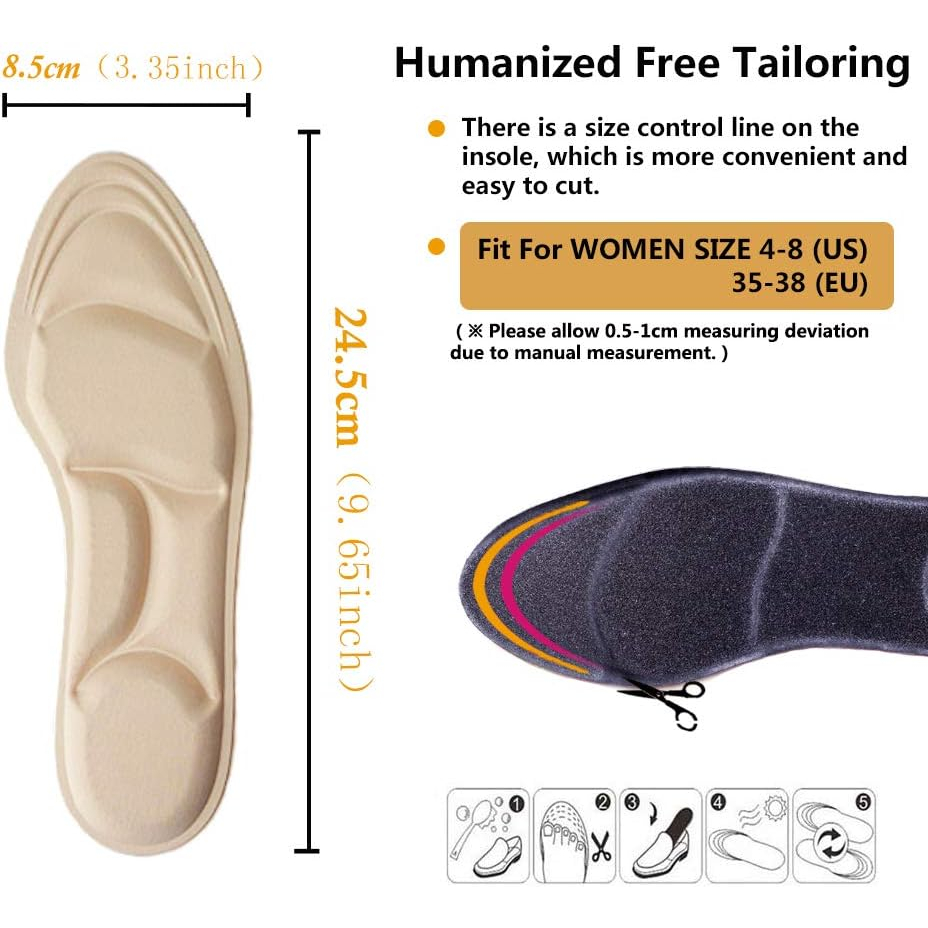 Cặp lót giày 5D cho giày cao gót, giảm đau bàn chân, thấm hút mồ hôi, mũi tròn - hickies lacing system