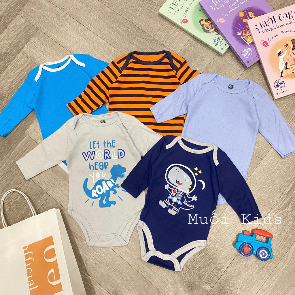 Set 5c Body Chip Dài Tay ⚡️FREE SHIP⚡️Combo 5 Body Chip  Bộ Đồ Liền Thân Dài Tay Cho Bé Trai, Bé Gái Sơ Sinh Đến 1 Tuổi