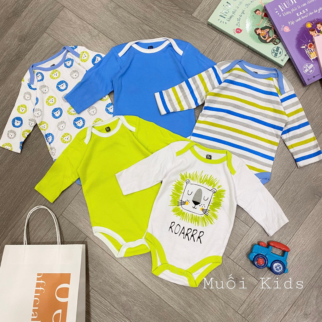 Set 5c Body Chip Dài Tay ⚡️FREE SHIP⚡️Combo 5 Body Chip  Bộ Đồ Liền Thân Dài Tay Cho Bé Trai, Bé Gái Sơ Sinh Đến 1 Tuổi