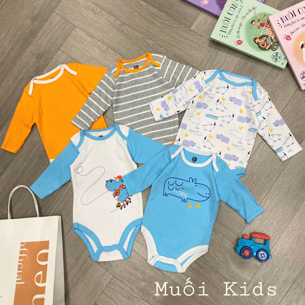 Set 5c Body Chip Dài Tay ⚡️FREE SHIP⚡️Combo 5 Body Chip  Bộ Đồ Liền Thân Dài Tay Cho Bé Trai, Bé Gái Sơ Sinh Đến 1 Tuổi