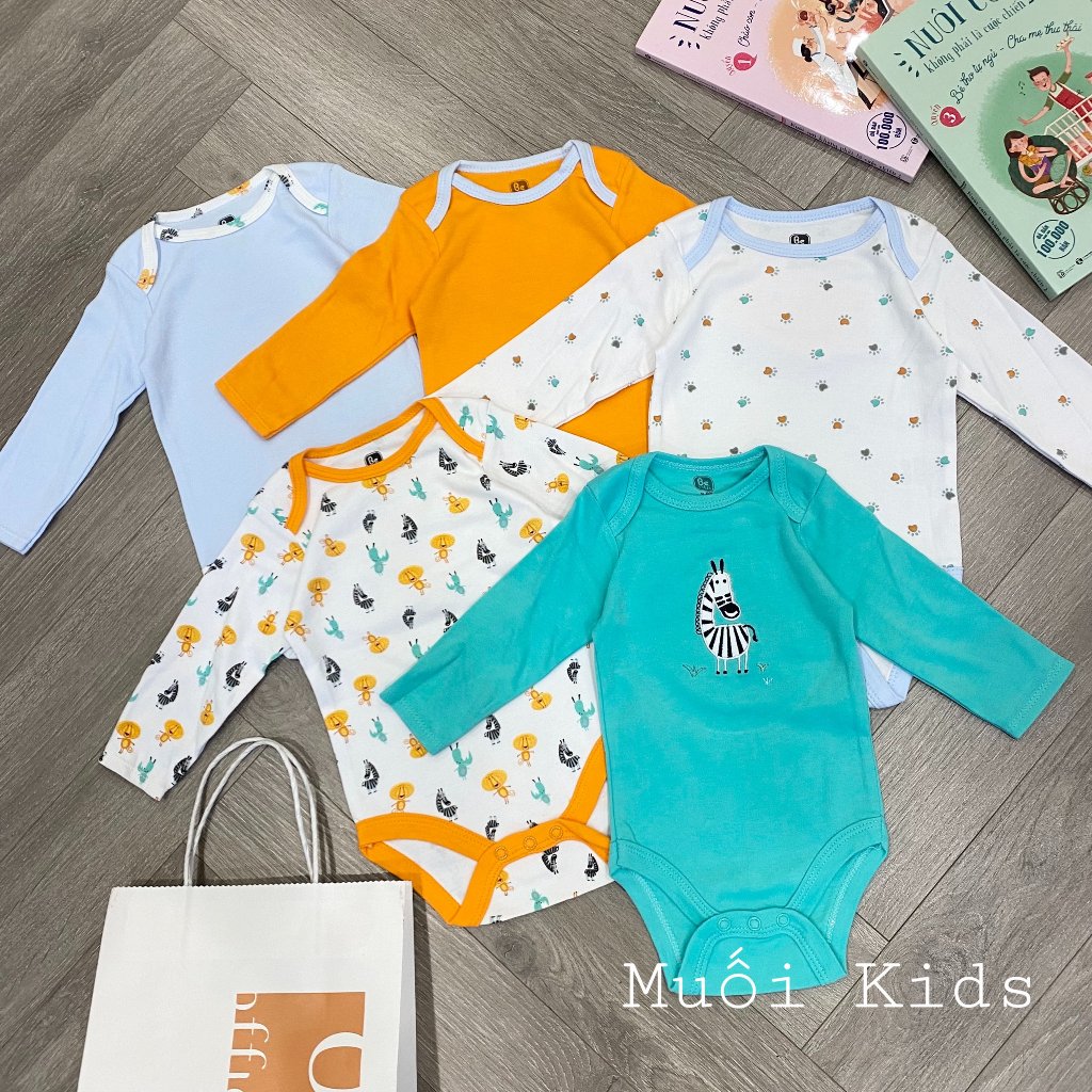 Set 5c Body Chip Dài Tay ⚡️FREE SHIP⚡️Combo 5 Body Chip  Bộ Đồ Liền Thân Dài Tay Cho Bé Trai, Bé Gái Sơ Sinh Đến 1 Tuổi
