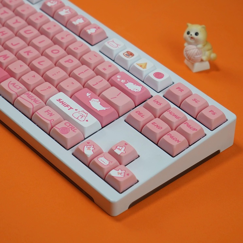 Keycap XDA Pink Cat XDA Profile chất liệu PBT dyesub dùng trên nhiều layout bàn phím cơ - Polabe Store