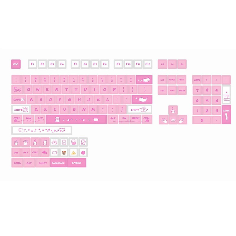 Keycap XDA Pink Cat XDA Profile chất liệu PBT dyesub dùng trên nhiều layout bàn phím cơ - Polabe Store