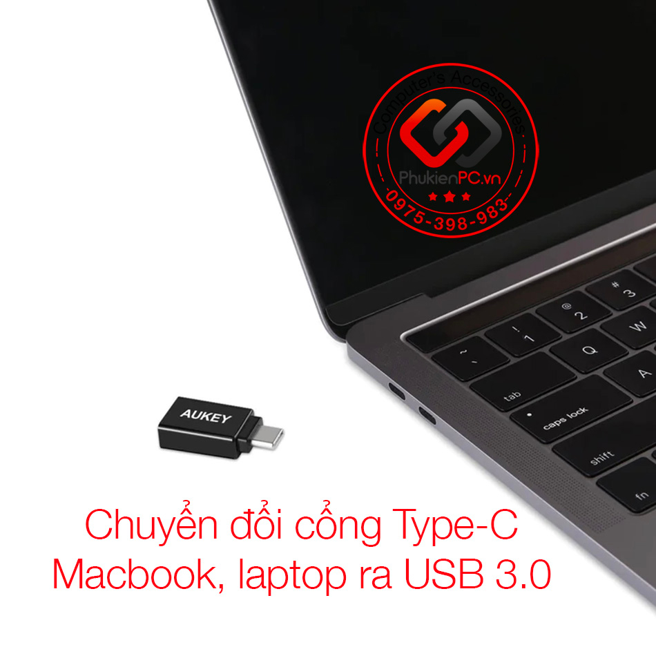 AUKEY CB-A1 Đầu giắc USB-C to USB 3.0 Female Cái. Cho Laptop điện thoại máy tính bảng USB Flash, chuột bàn phím, máy in.