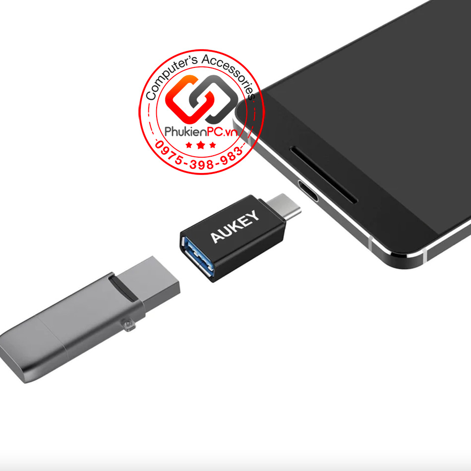 AUKEY CB-A1 Đầu giắc USB-C to USB 3.0 Female Cái. Cho Laptop điện thoại máy tính bảng USB Flash, chuột bàn phím, máy in.