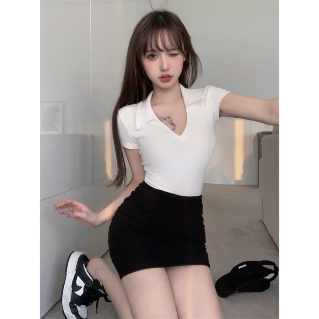 Áo Bodysuit Tay Ngắn IWI SHOP Thiết Kế Cổ Bẻ Ôm Sát Tôn Dáng Chất Thun Tăm Loại 1 - BS016.IW | BigBuy360 - bigbuy360.vn