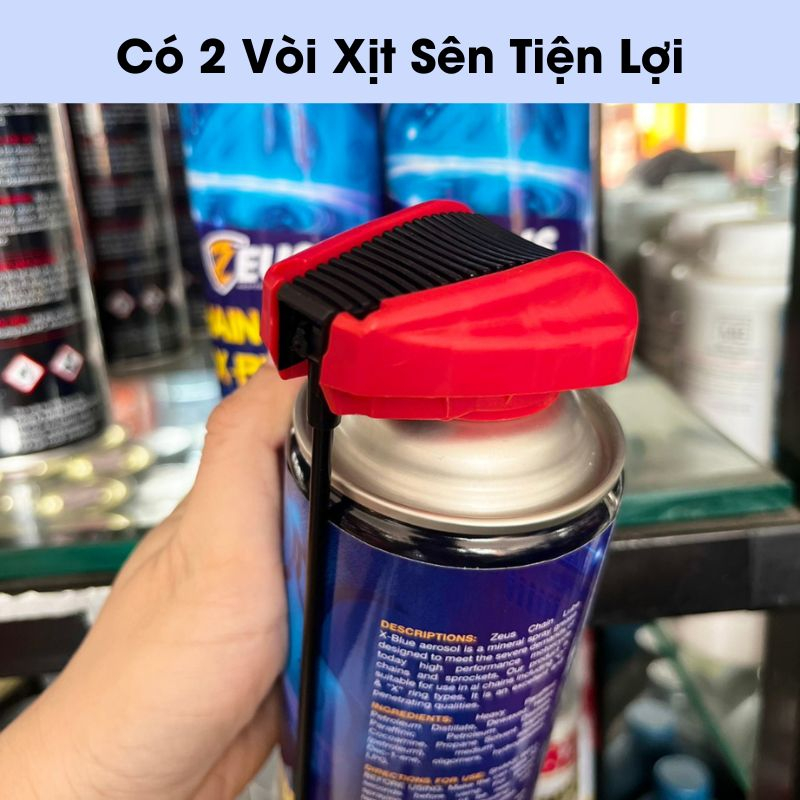 Chai Xịt Dưỡng Sên Chain Lube Zeus X-BLUE   Dạng Mỡ Bò Xanh Lam Chính Hãng