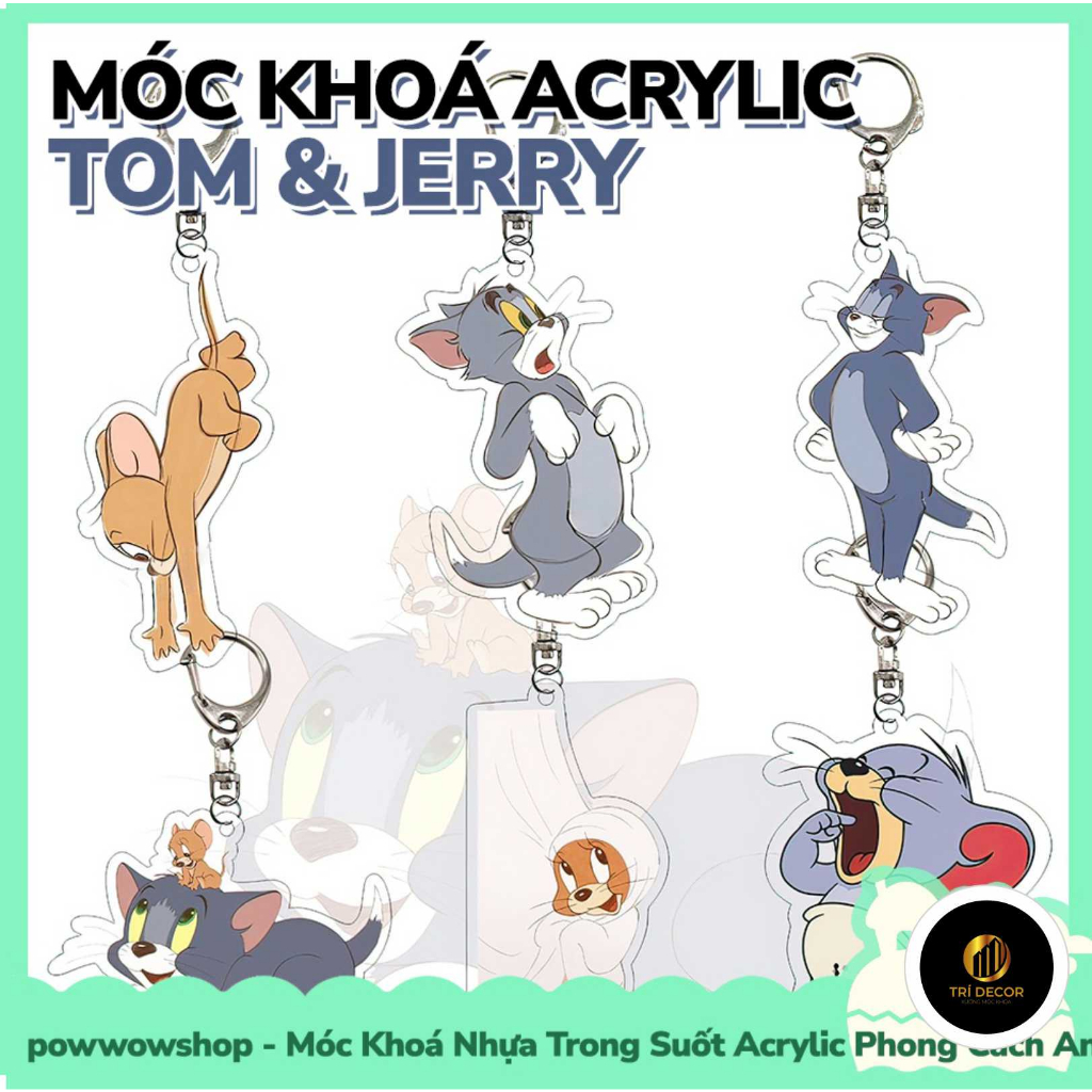 Móc Khoá Nhựa Trong Suốt Acrylic Phong Cách Nhân Vật Hoạt Hình Mèo Chuột Tom And Jerry
