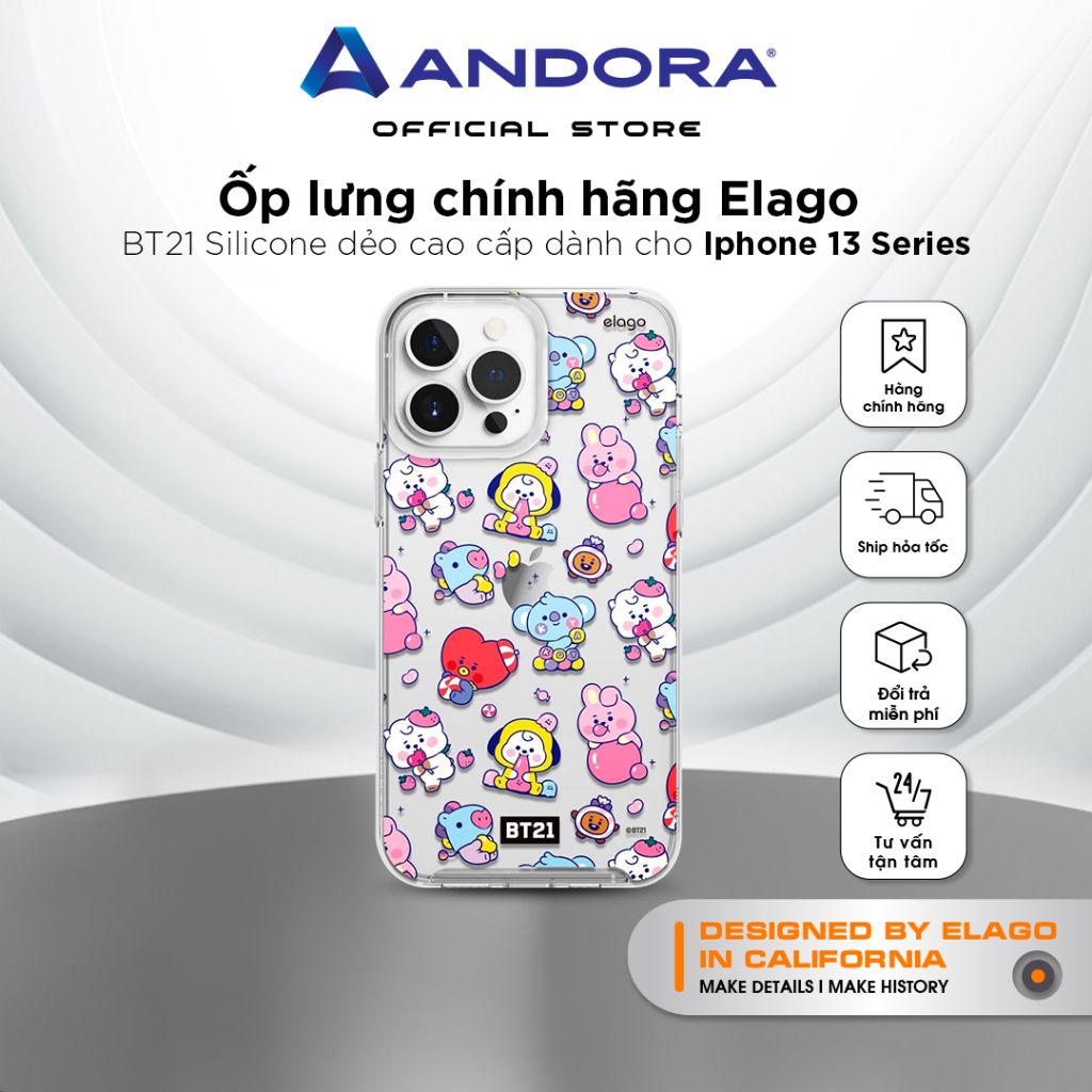Ốp lưng chính hãng Elago BT21 Silicone dẻo cao cấp dành cho Iphone 13 Series siêu dễ thương