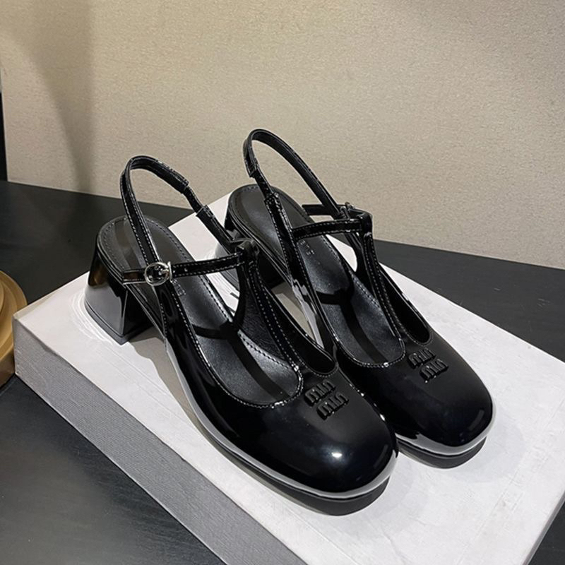 （HÀNG SẴN-QCL1) Giày Búp Bê Mary Jane Hở Gót MiuMiu