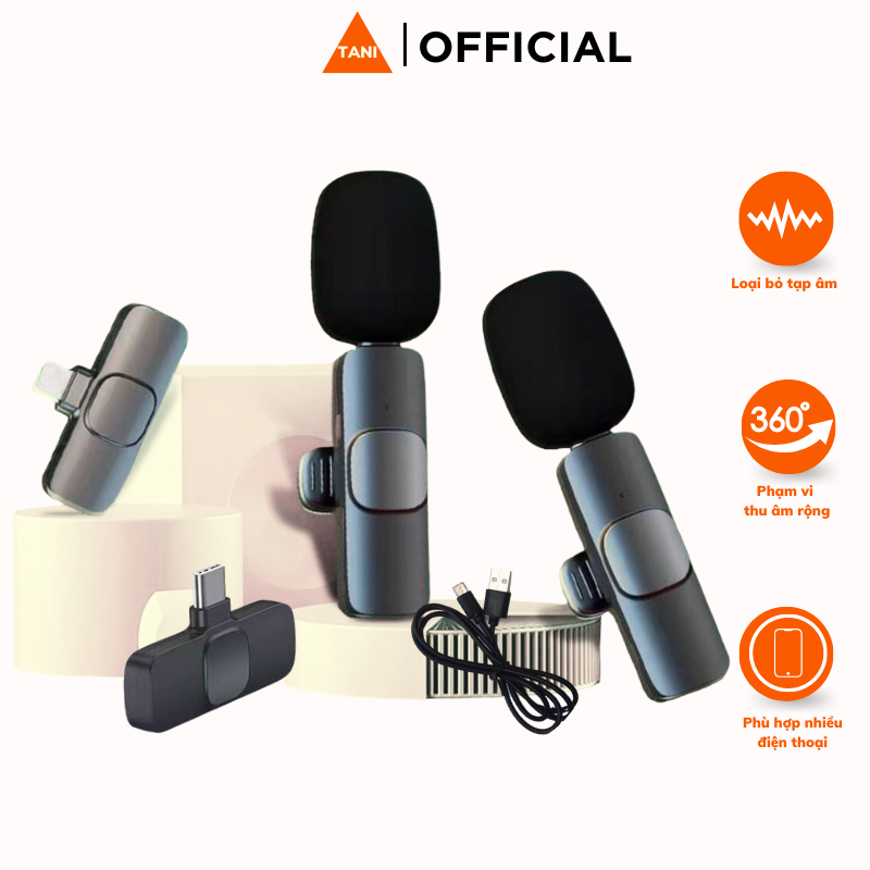 Micro Thu Âm Tani Cài Áo Khử Tiếng Ồn Siêu Tốt Không Dây Hiện Đại