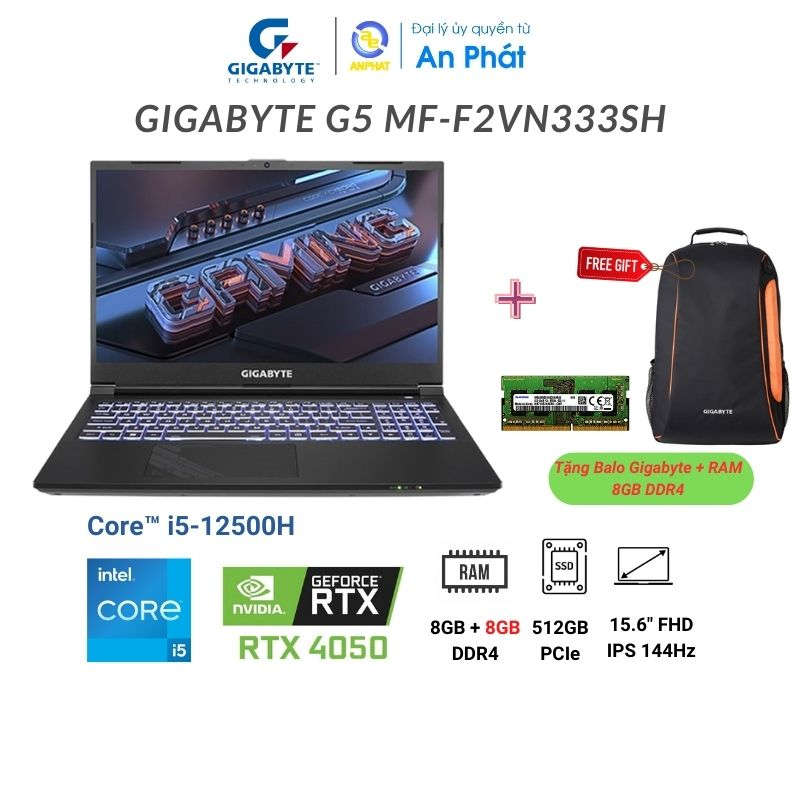 Laptop Gigabyte G5 MF-F2VN333SH (Core i5-12450H & RTX 4050 6GB) | BigBuy360 - bigbuy360.vn