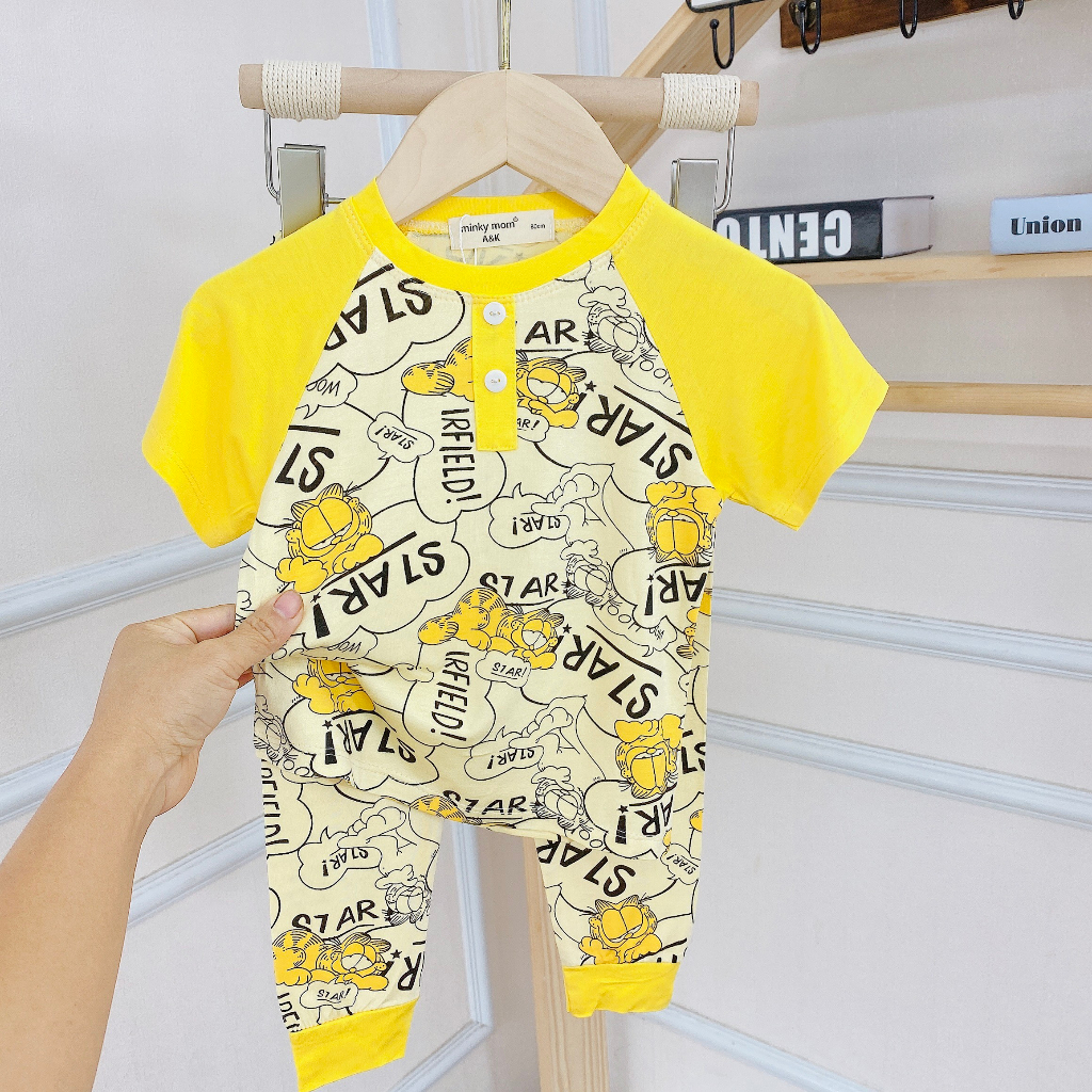 Bộ tay ngắn quần dài,lạnh minkey mịn mát in hoạt hình cho bé trai , gái size 8-30kg M4151.VMEO