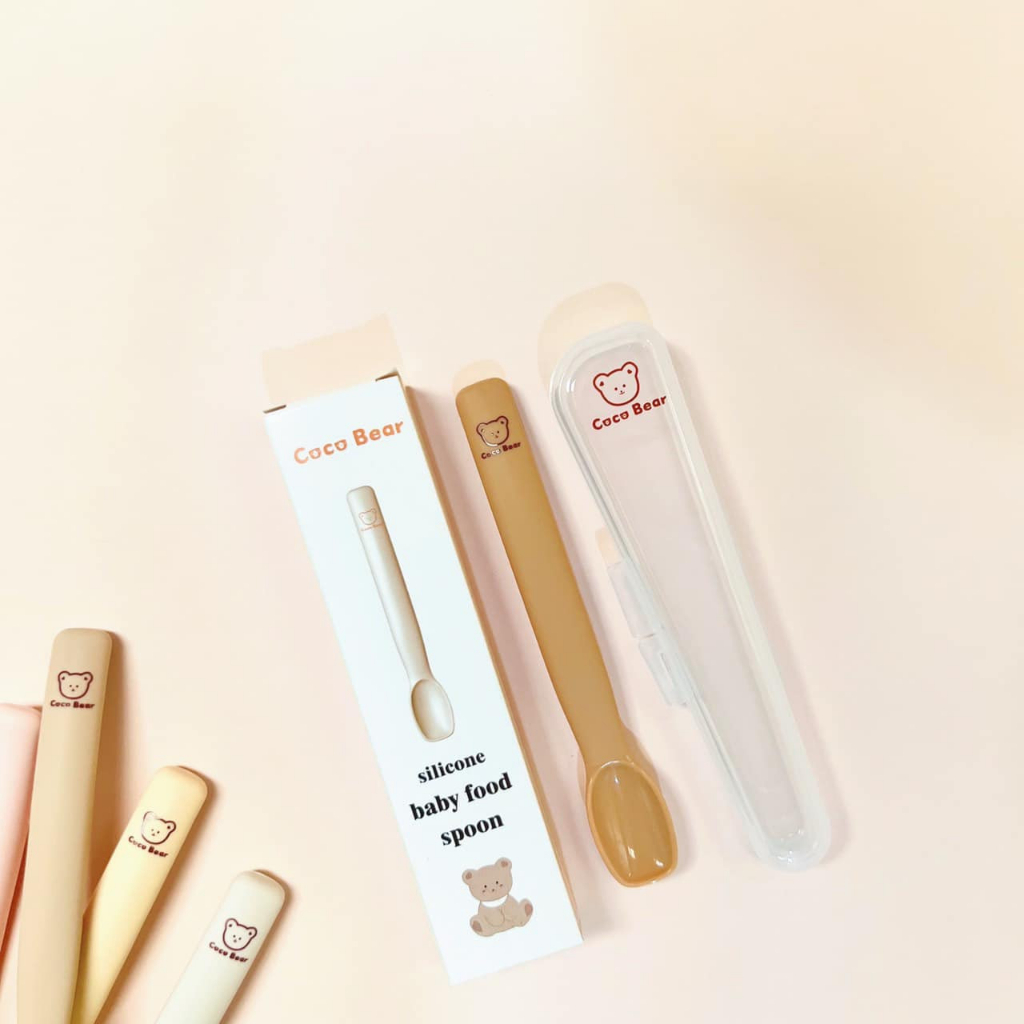 Thìa silicon tập ăn dặm mẫu mới Coco bear có kèm hộp
