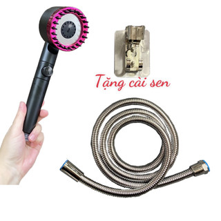 Combo Bát sen tắm 5 trong 1, dây sen chống xoắn cao cấp tặng cài sen dán