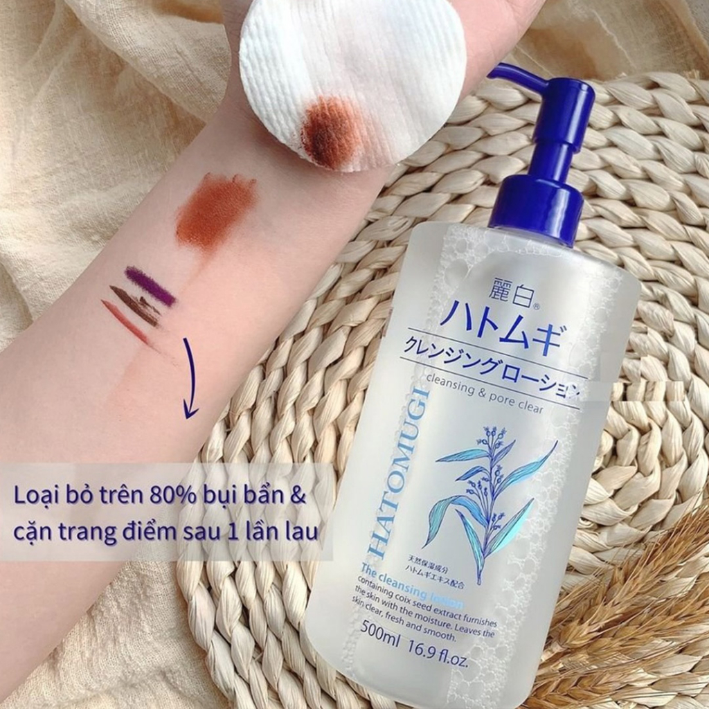 Dầu tẩy trang, nước tẩy trang ý dĩ Hatomugi Nhật Bản 500ml