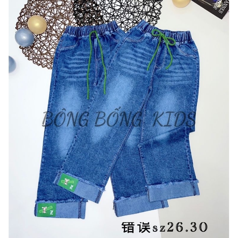 Quần bò xuông lật gấu cho bé gái, quần jeans xuông lật gấu cho bé (18-28 kg)