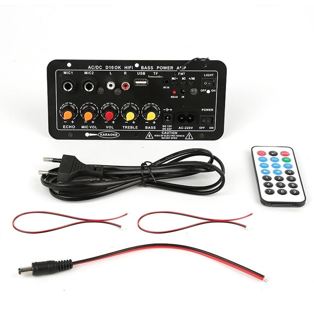 Mạch loa D10 bluetooth 5.0 Karaoke mạch dàn karaoke gia đình karaoke bluetooth 2 mic khuếch đại âm thanh 120w