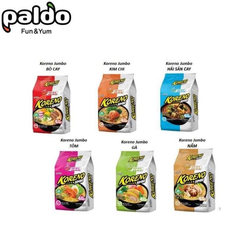 Mì Koreno Jumbo Hàn Quốc 1Kg Gà - Bò Cay - Kim Chi - Tôm