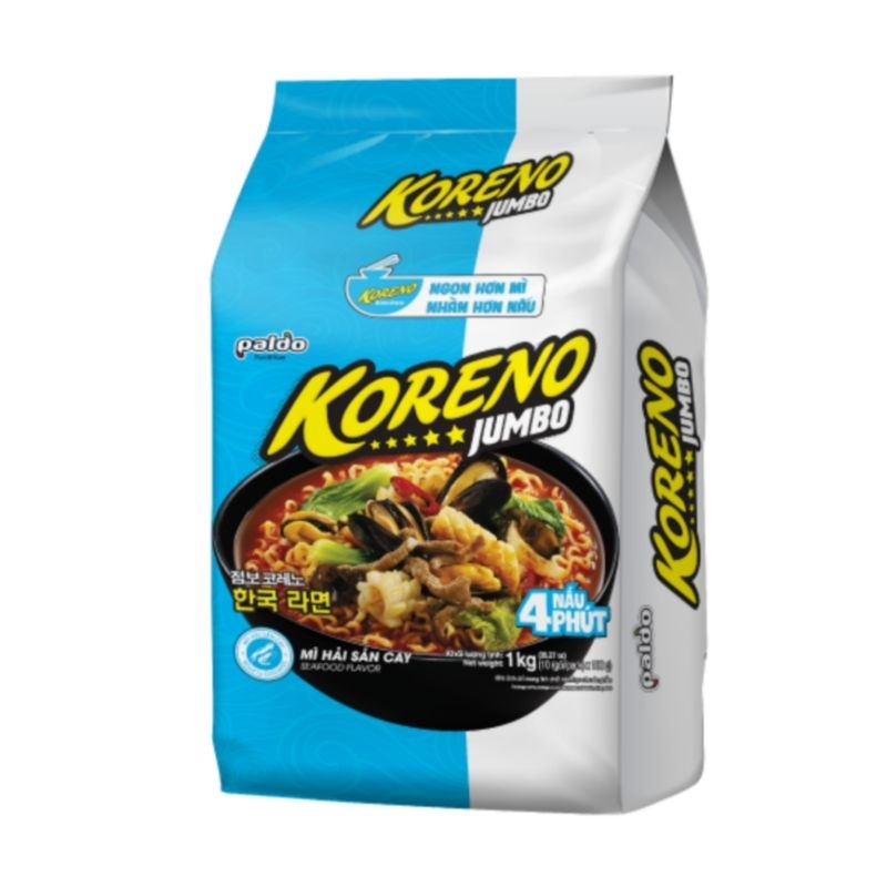Mì Koreno Jumbo Hàn Quốc 1Kg Gà - Bò Cay - Kim Chi - Tôm